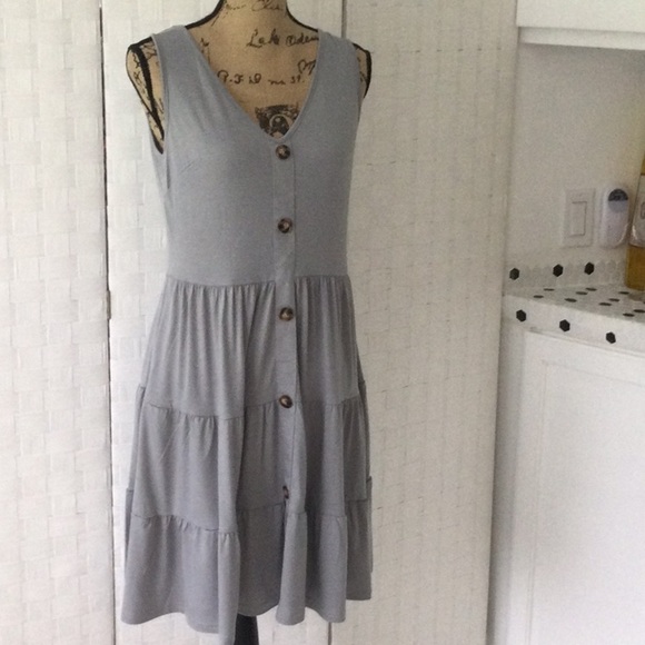 Woman’s Halife Dress V neck Sleeveless size S color gray washable New #645 - Picture 1 of 8